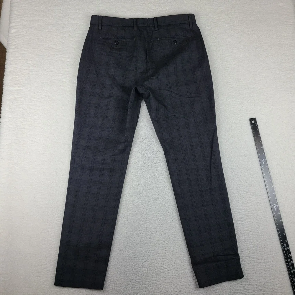 Banana Republic Pants Mens 34x34 Dark Gray Plaid Slim Tapered Fit Dress Slacks